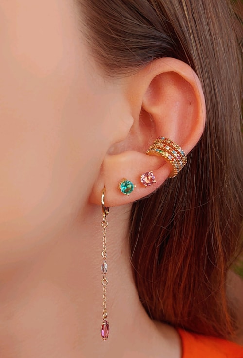 BRINCO COM PEDRA TURMALINA NO OURO BM978-O BRINCO COM PEDRA TURMALINA NO OURO BM978-O