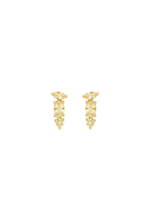 BRINCO COM ZIRCÔNIA CITRINO NAVETE E OVAL BANHADA A OURO BM2305-O