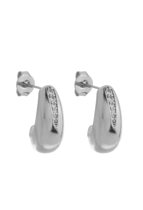 BRINCO DE ARGOLA ABAULADA COM ZIRCÔNIA CRISTAL BM1812-R BRINCO DE ARGOLA ABAULADA COM ZIRCÔNIA CRISTAL BM1812-R
