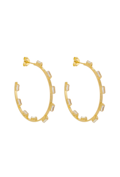 BRINCO DE ARGOLA COM ZIRCÔNIA BAGUETE BM329-O