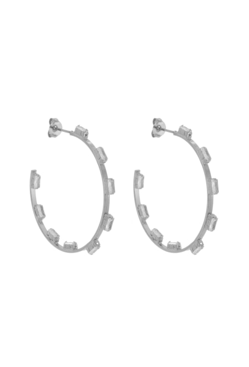 BRINCO DE ARGOLA COM ZIRCÔNIA BAGUETE BM329-R