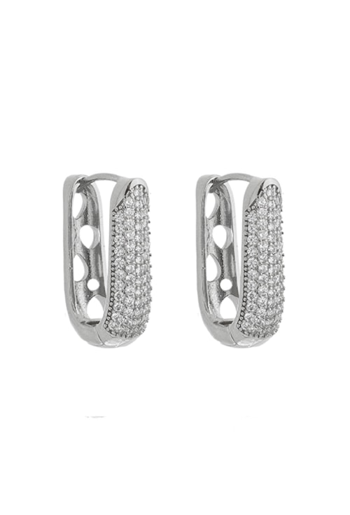BRINCO DE ARGOLA CRAVEJADA CRISTAL EM U BM1219-R BRINCO DE ARGOLA CRAVEJADA CRISTAL EM U BM1219-R