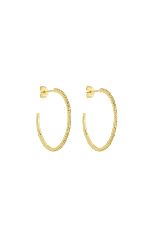 BRINCO DE ARGOLA MINIMALISTA CRAVEJADA NO OURO BM1889-O