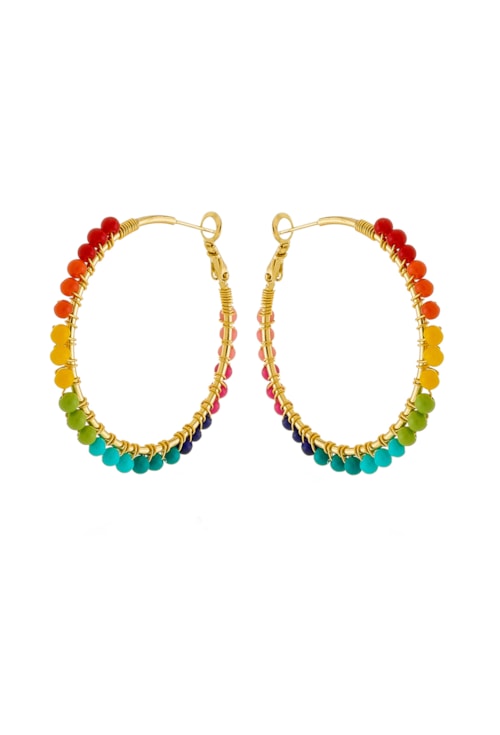 BRINCO DE ARGOLA RAINBOW CRISTAIS COLORIDOS  BM906-O