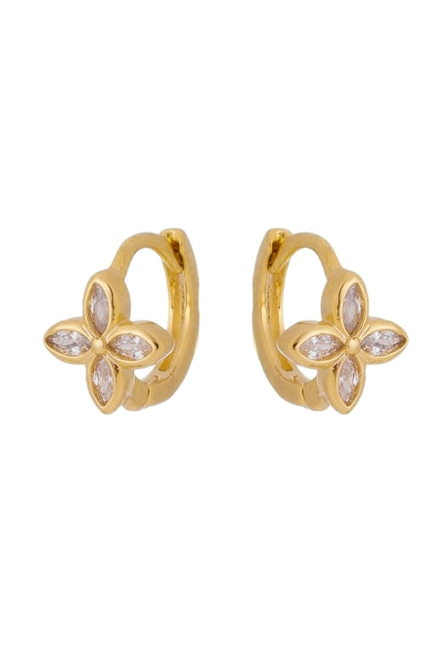 BRINCO DE ARGOLINHA CLICK COM FLOR E ZIRCÔNIAS BM959-O BRINCO DE ARGOLINHA CLICK COM FLOR E ZIRCÔNIAS BM959-O