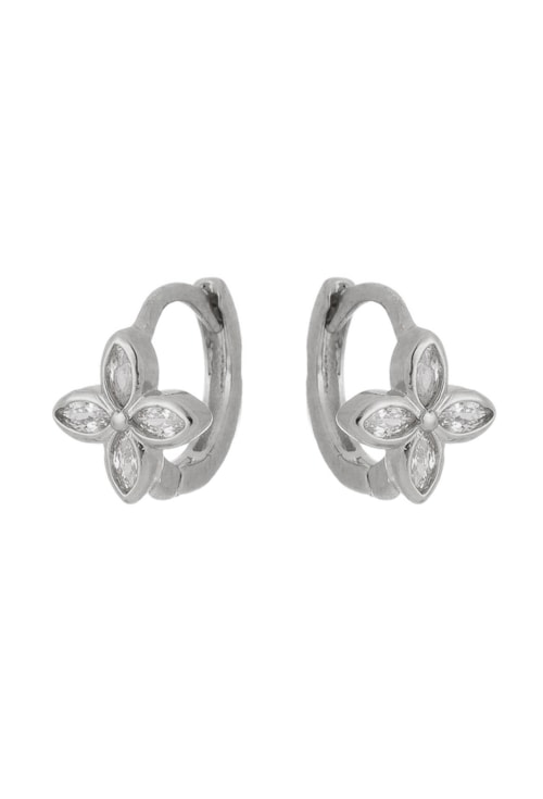 BRINCO DE ARGOLINHA CLICK COM FLOR E ZIRCÔNIAS BM959-R BRINCO DE ARGOLINHA CLICK COM FLOR E ZIRCÔNIAS BM959-R