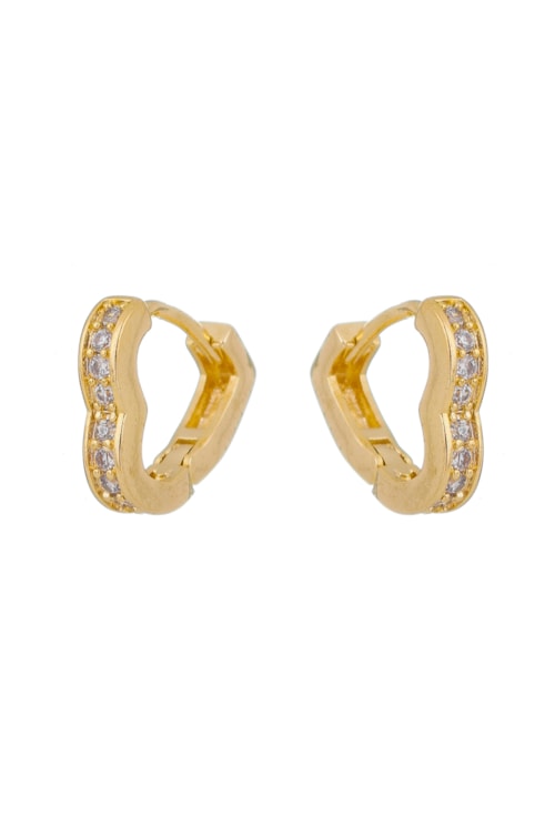 BRINCO DE ARGOLINHA CLICK CORAÇÃO CRAVEJADO NO OURO BM732-O