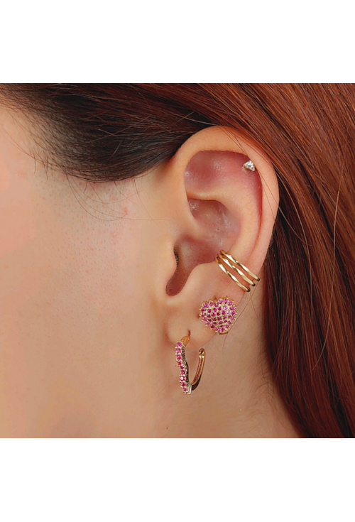 BRINCO DE ARGOLINHA CLICK DE CORAÇÃO PINK BM783-O