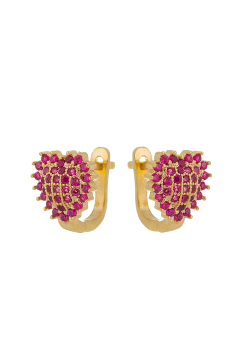 BRINCO DE ARGOLINHA CLICK DE CORAÇÃO PINK BM783-O