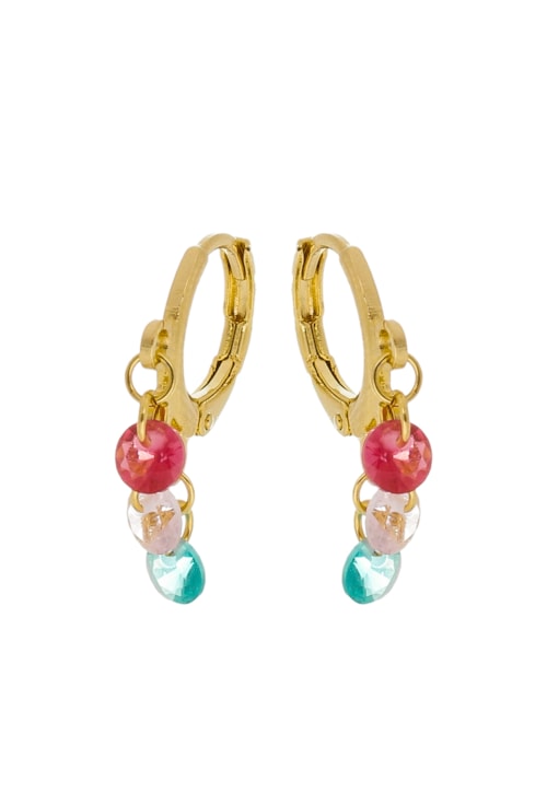 BRINCO DE ARGOLINHA COM CRISTAIS COLORIDO BM217-O