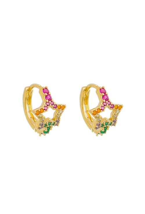 BRINCO DE ARGOLINHA COM ESTRELA CRAVEJADA COLORIDA BM1226-O BRINCO DE ARGOLINHA COM ESTRELA CRAVEJADA COLORIDA BM1226-O
