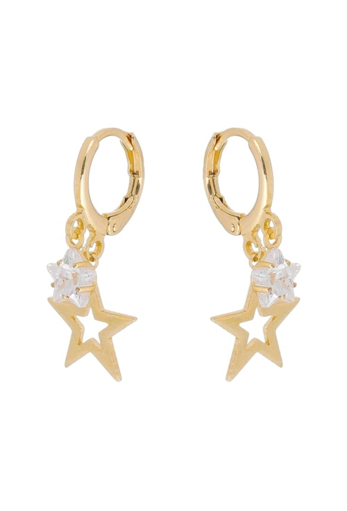 BRINCO DE ARGOLINHA COM ESTRELA E PONTO DE LUZ BM337-O Cristal BRINCO DE ARGOLINHA COM ESTRELA E PONTO DE LUZ BM337-O Cristal
