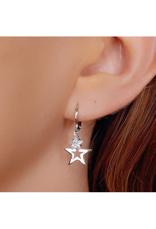 BRINCO DE ARGOLINHA COM ESTRELA E PONTO DE LUZ BM337-R