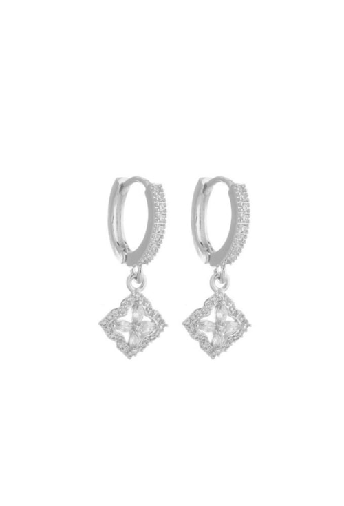BRINCO DE ARGOLINHA COM FLOR CRAVEJADA BM1819-R BRINCO DE ARGOLINHA COM FLOR CRAVEJADA BM1819-R