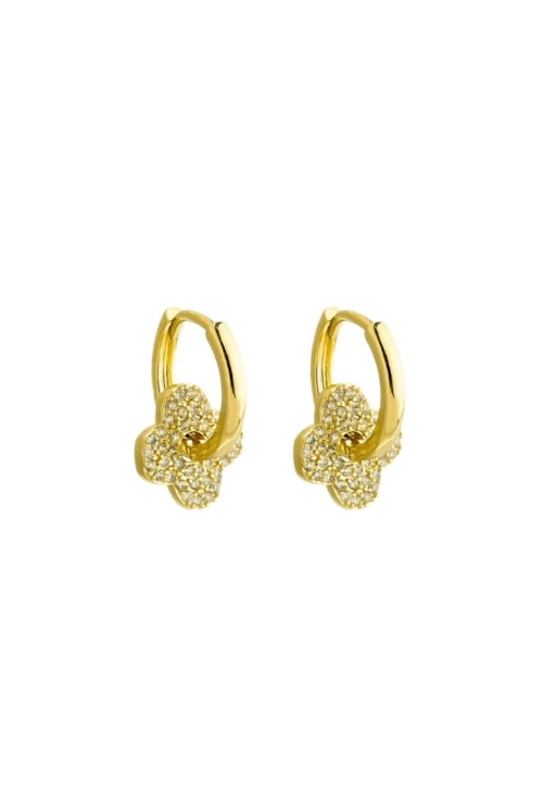 BRINCO DE ARGOLINHA COM FLOR CRAVEJADA NO OURO BM1775-O BRINCO DE ARGOLINHA COM FLOR CRAVEJADA NO OURO BM1775-O