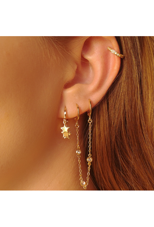 BRINCO DE ARGOLINHA COM MEDALHAS DE ESTRELA BM019-O