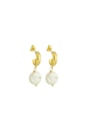 BRINCO DE ARGOLINHA COM PÉROLA MOEDA NO OURO BM1627-O