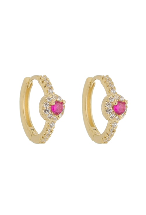 BRINCO DE ARGOLINHA CRAVEJADA COM ZIRCÔNIA PINK BM1314-O BRINCO DE ARGOLINHA CRAVEJADA COM ZIRCÔNIA PINK BM1314-O