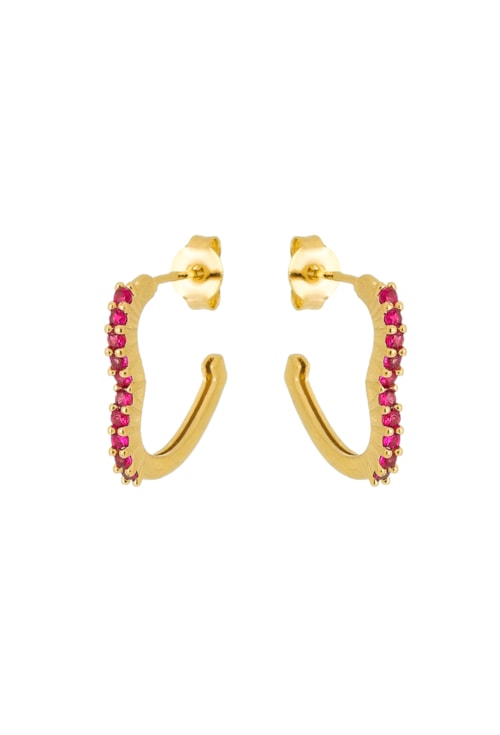 BRINCO DE ARGOLINHA DE CORAÇÃO PINK BM903-O