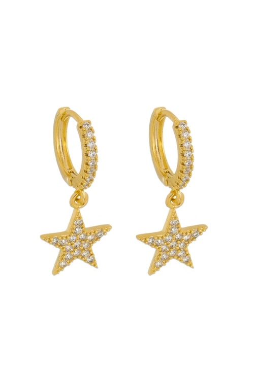 BRINCO DE ARGOLINHA DE ESTRELA CRAVEJADA NO OURO BM811-O BRINCO DE ARGOLINHA DE ESTRELA CRAVEJADA NO OURO BM811-O