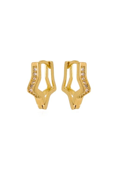 BRINCO DE ARGOLINHA DE ESTRELA PEQUENA COM ZIRCÔNIAS BM866-O BRINCO DE ARGOLINHA DE ESTRELA PEQUENA COM ZIRCÔNIAS BM866-O