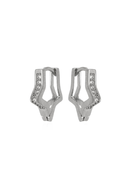 BRINCO DE ARGOLINHA DE ESTRELA PEQUENA COM ZIRCÔNIAS BM866-R BRINCO DE ARGOLINHA DE ESTRELA PEQUENA COM ZIRCÔNIAS BM866-R