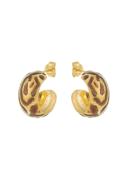 BRINCO DE ARGOLINHA ESMALTADO ONÇA MARROM BM1129-O