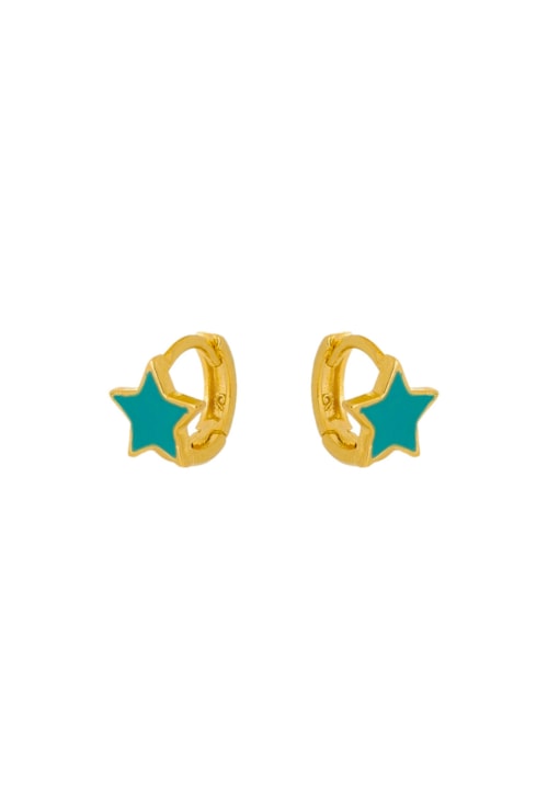 BRINCO DE ARGOLINHA ESTRELA AZUL TURQUESA BM937-O BRINCO DE ARGOLINHA ESTRELA AZUL TURQUESA BM937-O