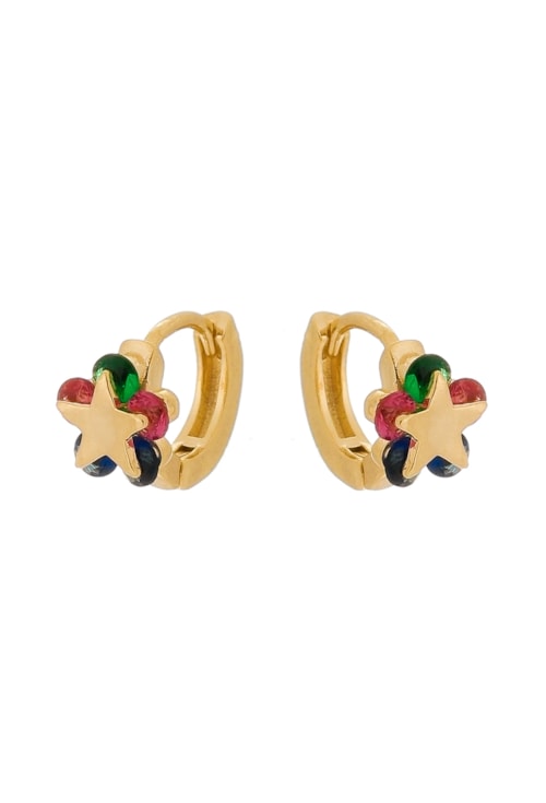 BRINCO DE ARGOLINHA ESTRELA E FLOR COLORS BM183-O