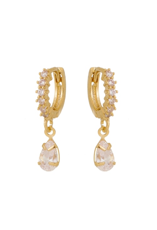 BRINCO DE ARGOLINHA GOTA CRISTAL COM ZIRCÔNIAS BM969-O BRINCO DE ARGOLINHA GOTA CRISTAL COM ZIRCÔNIAS BM969-O