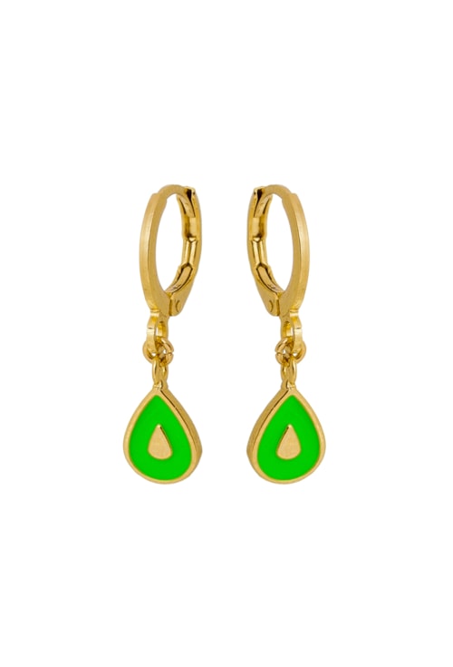 BRINCO DE ARGOLINHA GOTA ESMALTADA VERDE BM006-O BRINCO DE ARGOLINHA GOTA ESMALTADA VERDE BM006-O