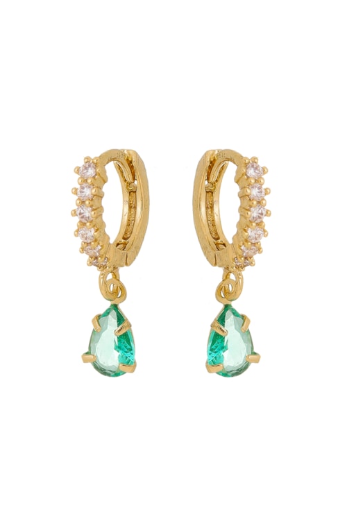 BRINCO DE ARGOLINHA GOTA TURMALINA COM ZIRCÔNIAS BM969-O BRINCO DE ARGOLINHA GOTA TURMALINA COM ZIRCÔNIAS BM969-O