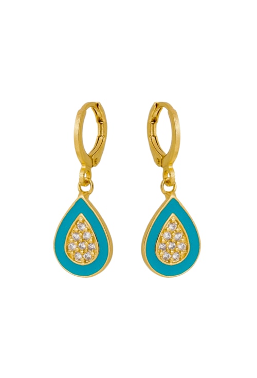 BRINCO DE ARGOLINHA GOTA TURQUESA BM586-O