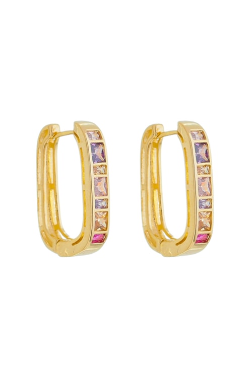 BRINCO DE ARGOLINHA OVAL TANZANITA E MORGANITA BM1248-O BRINCO DE ARGOLINHA OVAL TANZANITA E MORGANITA BM1248-O