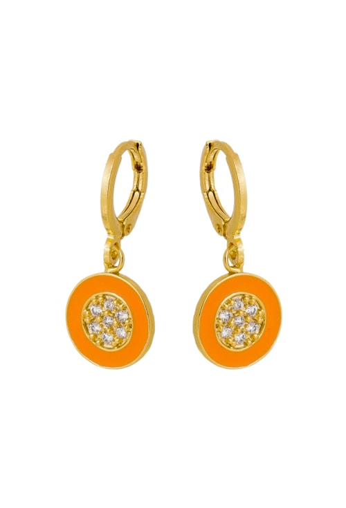 BRINCO DE ARGOLINHA REDONDO ESMALTADO LARANJA BM587-O
