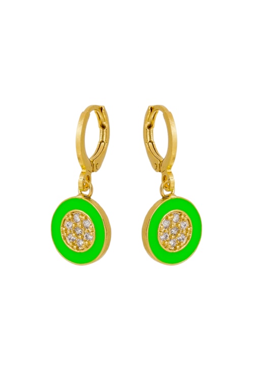 BRINCO DE ARGOLINHA REDONDO ESMALTADO VERDE BM587-O BRINCO DE ARGOLINHA REDONDO ESMALTADO VERDE BM587-O