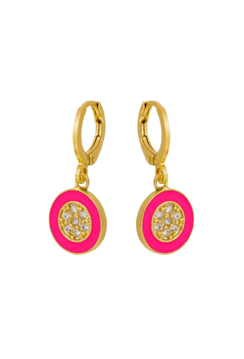 BRINCO DE ARGOLINHA REDONDO PINK NO OURO BM587-O