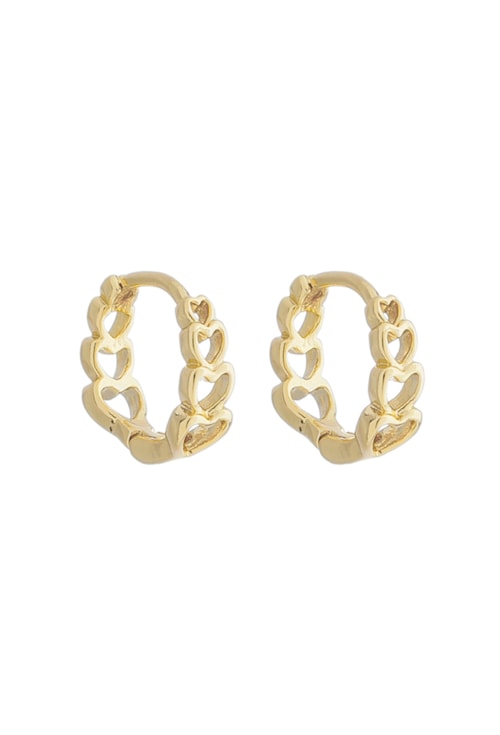 BRINCO DE ARGOLINHAS COM CORAÇÕES NO OURO BM1403-O