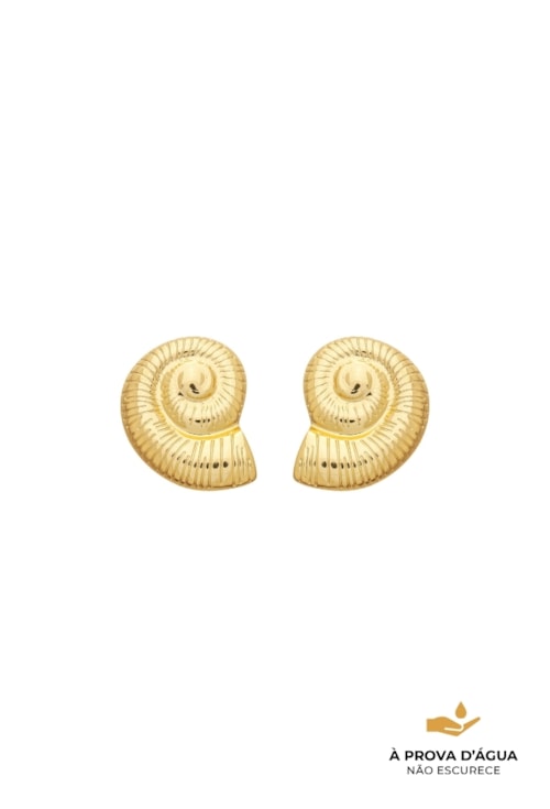 BRINCO DE CONCHA ESPIRAL EM AÇO INOX DOURADO BM2078-AD
