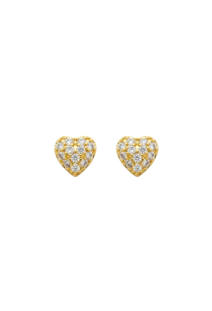 Brinco de coração cravejado com zircônia cristal l Revenda Oh My Gold