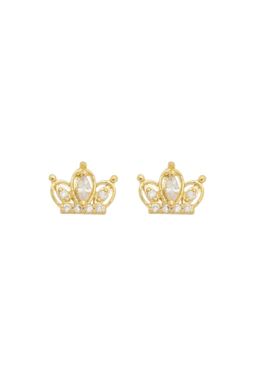 BRINCO DE COROA COM ZIRCÔNIAS NO OURO BM845-O