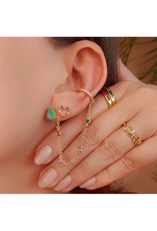 BRINCO DE CORRENTE COM PIERCING FAKE TURMALINA BM971-O
