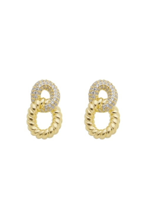 BRINCO DE ELOS TEXTURIZADOS E CRAVEJADOS NO OURO BM1739-O BRINCO DE ELOS TEXTURIZADOS E CRAVEJADOS NO OURO BM1739-O