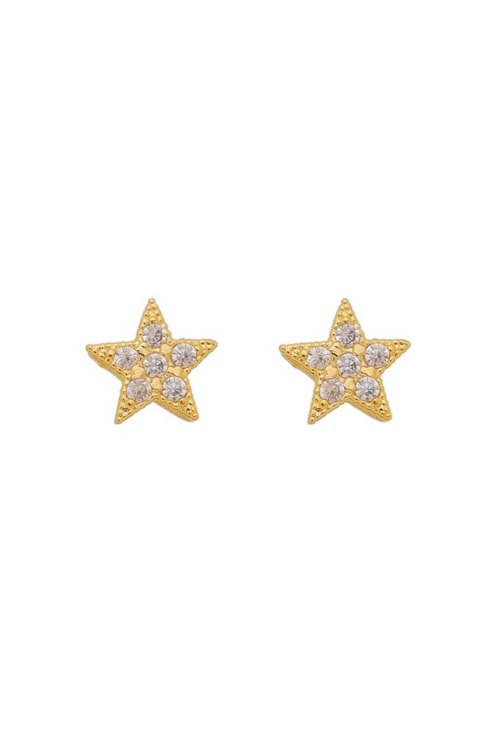 BRINCO DE ESTRELA CRAVEJADO NO OURO BM456-O
