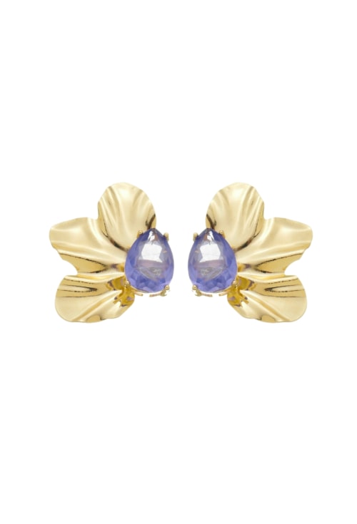 BRINCO DE FLOR COM GOTA ULTRA VIOLET FUSION BM1494-O BRINCO DE FLOR COM GOTA ULTRA VIOLET FUSION BM1494-O