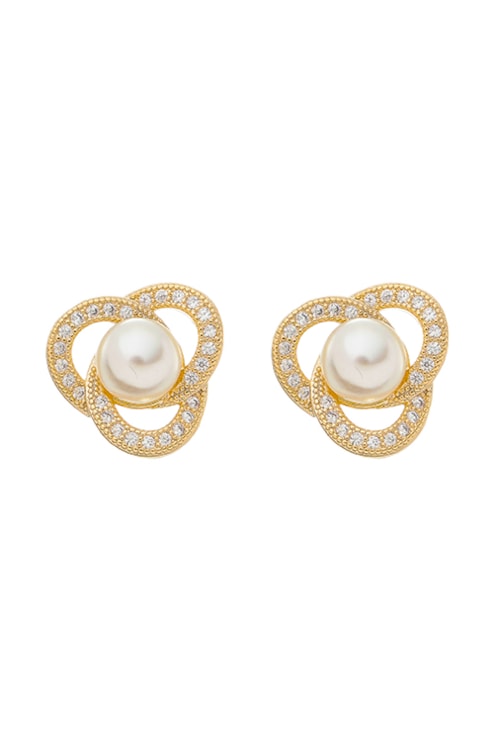 BRINCO DE FLOR COM PÉROLA E ZIRCÔNIAS NO OURO BM1180-O BRINCO DE FLOR COM PÉROLA E ZIRCÔNIAS NO OURO BM1180-O