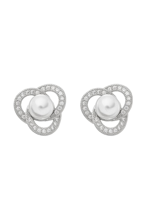 BRINCO DE FLOR COM PÉROLA E ZIRCÔNIAS NO RÓDIO BM1180-R BRINCO DE FLOR COM PÉROLA E ZIRCÔNIAS NO RÓDIO BM1180-R