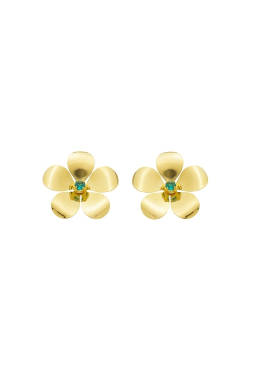 BRINCO DE FLOR GRANDE COM PEDRA PARAÍBA BRASIL BM1626-O BRINCO DE FLOR GRANDE COM PEDRA PARAÍBA BRASIL BM1626-O