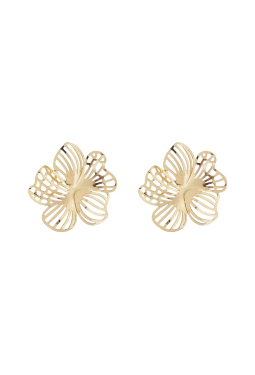 BRINCO DE FLOR GRANDE VAZADA NO OURO BM1334-O BRINCO DE FLOR GRANDE VAZADA NO OURO BM1334-O