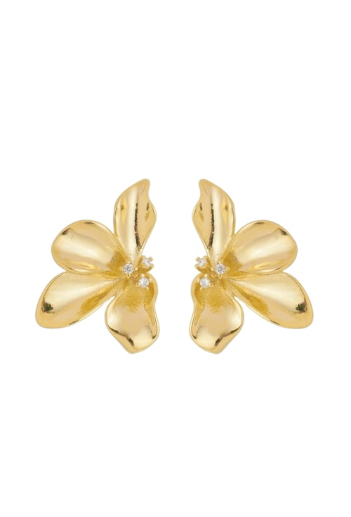 BRINCO DE FLOR LÍRIO COM ZIRCÔNIAS NO OURO BM859-O BRINCO DE FLOR LÍRIO COM ZIRCÔNIAS NO OURO BM859-O